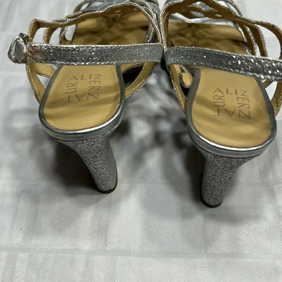 NATURALIZER heel shoes women sz 6.5 .silver glitter platform,strappy,cut outs - Picture 10 of 15